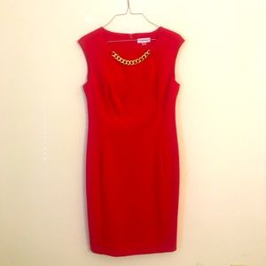 Calvin Klein Sheath Dress with Gold Chain